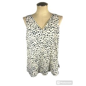 Wishlist Animal Print Polka Dot Black White Sleeveless Blouse Size Largebusin